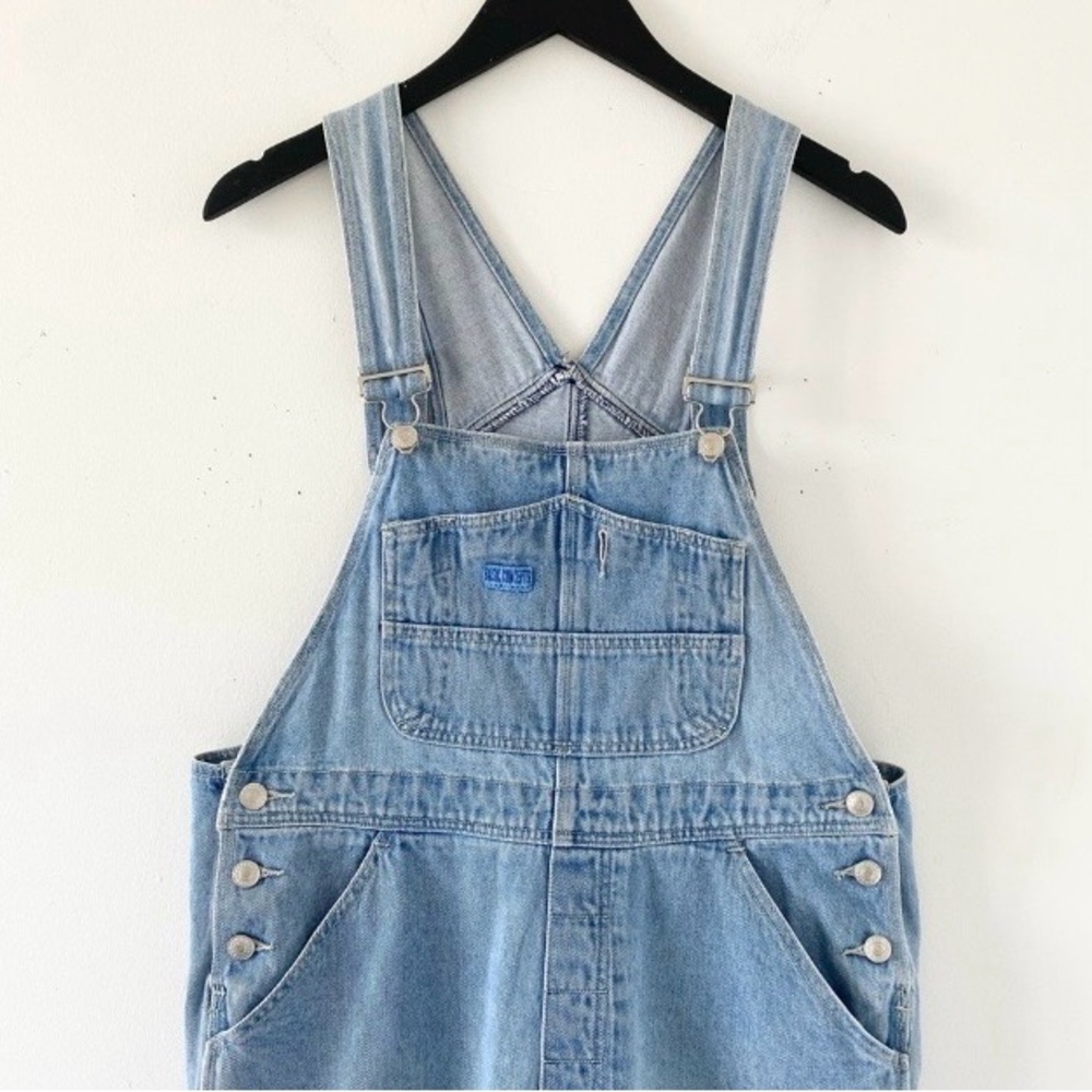 VINTAGE 90s Light Denim Baggy Overalls - Picture 2 of 10